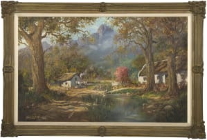 Gabriel de Jongh; Mountain Landscape with Cottage beside a Stream