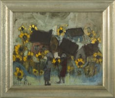 Frans Claerhout; Houses and Yellow Sunflowers