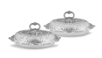 A pair of Victorian silver entrée dishes and covers, Henry Holland, London, 1871