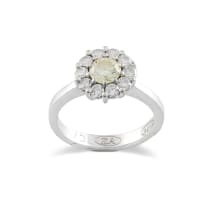 18k white gold and fancy yellow diamond flower ring