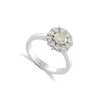 18k white gold and fancy yellow diamond flower ring