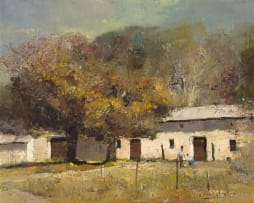 Errol Boyley; Two Figures near a Farm Building