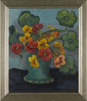 Maggie Laubser; Nasturtiums in a Vase, recto; Still Life with Gerberas and Apples, verso