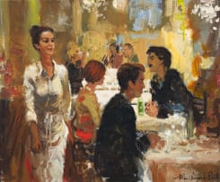 Mari Vermeulen-Breedt; Kafeetoneel - die Kellnerin (Cafe Scene - The Waitress)
