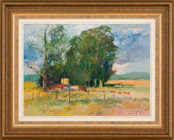 Errol Boyley; Landscape with Trees and Cattle