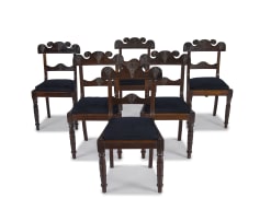 A set of six Eastern Cape Regency stinkwood chairs, Siegruhn, late 19th century