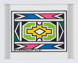 Esther Mahlangu; Untitled (Ndebele Design with Green)