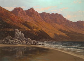 Tinus de Jongh; Mountainous Landscape with Sea