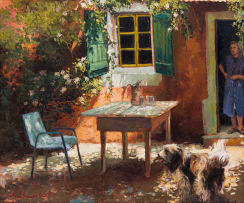 Mari Vermeulen-Breedt; Patio Scene with Dog