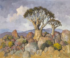 Conrad Theys; Twee Kokerbome, Namakwaland (Two Quiver Trees, Namaqualand)