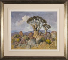 Conrad Theys; Twee Kokerbome, Namakwaland (Two Quiver Trees, Namaqualand)