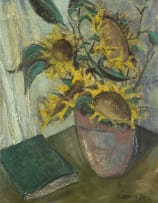 Florence Zerffi; Sunflowers in a Vase