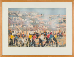 Solly (Solomon) Sekhaolelo; Figures in a Township Scene