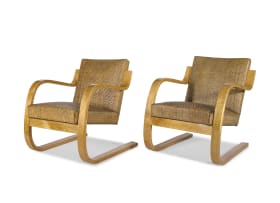 A pair of Alvar Aalto 'Model 34/402' cantilevered armchairs, for O.Y. Huonekalu-ja Rakennustyotehdas A.B 1930s, Finland