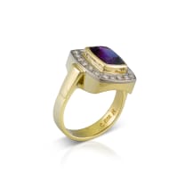18k two-tone amethyst and diamond ring