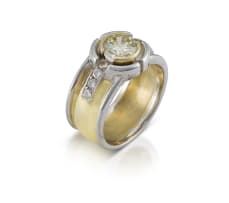 18k two-tone yellow diamond ring