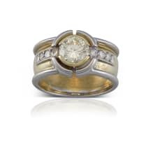 18k two-tone yellow diamond ring