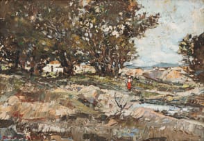 Don (Donald James) Madge; Figure in a Landscape with Trees Beyond