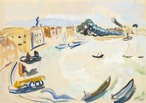 Irma Stern; A Venetian Coastline with Boats