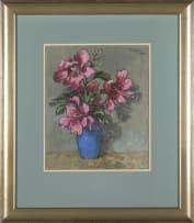 Conrad Theys; Dubbel Hibiscus in Blue Vase (sic)