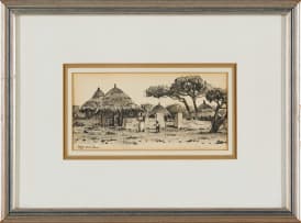 Otto Klar; Landscape with Figure and Huts; Figure Beside a Cottage, two
