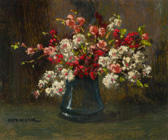 Otto Klar; Flowers in a Blue Vase