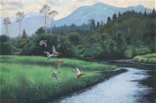 Martin Koch; Geese Over a Waterway