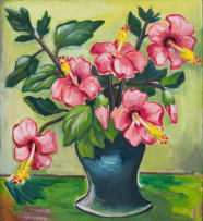 Maggie Laubser; Hibiscuses in a Vase
