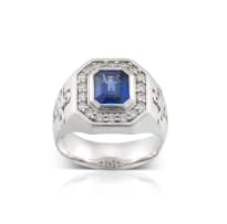 Platinum sapphire signet ring