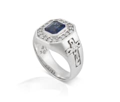 Platinum sapphire signet ring