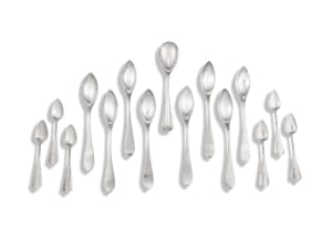 A set of eight Dutch silver grapefruit spoons, maker’s mark worn