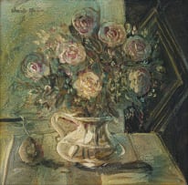 Christo Coetzee; Still Life with Roses and Pear