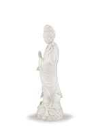 A Chinese 'blanc de chine' standing figure of Guanyin, Qing Dynasty, 19th century