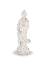 A Chinese 'blanc de chine' standing figure of Guanyin, Qing Dynasty, 19th century