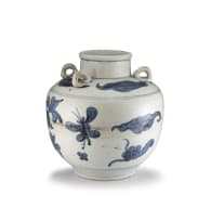 A Chinese blue and white spouted jar, Ming Dynasty