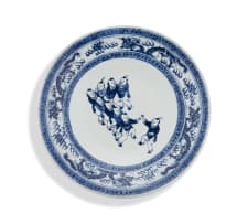 A Chinese blue and white 'boys' dish, Qing Dynasty