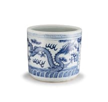 A Chinese blue and white dragon basin, Qing Dynasty, Guangxu period (1875 - 1908)