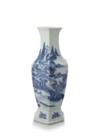 A pair of large Chinese blue and white vases, Qing Dynasty