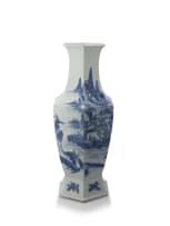 A pair of large Chinese blue and white vases, Qing Dynasty