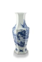 A pair of large Chinese blue and white vases, Qing Dynasty