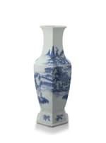 A pair of large Chinese blue and white vases, Qing Dynasty