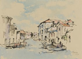 Gregoire Boonzaier; Canel with Boats, Venice
