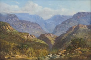 Gabriel de Jongh; River through Mountains