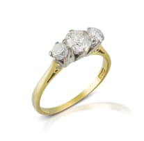 18k two-tone three stone ring