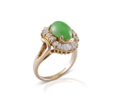 14k yellow gold jade and diamond ring