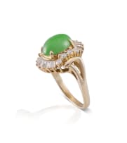 14k yellow gold jade and diamond ring