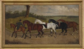 British Primitive School; A String of Race Horses