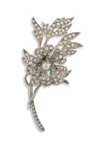 Victorian diamond and emerald brooch