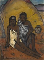 Pranas Domsaitis; Two Women by a Hut