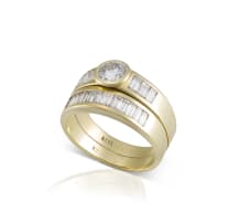18k yellow gold engagement ring and band